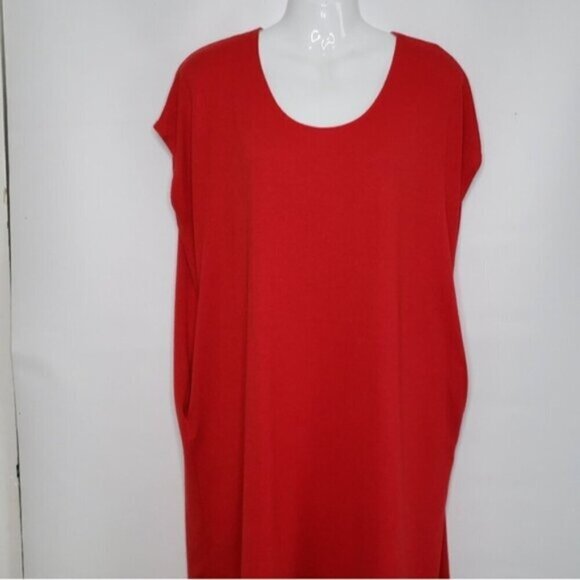 Wilfred Free Lorelei Dress Oversized Soft Jersey Knit Red POCKETS Size XS - Picture 2 of 15